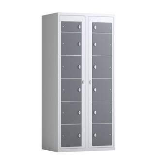 T&oslash;judleveringsskab 2x6 rum med lige tag og antracit d&oslash;re med cylinderl&aring;s