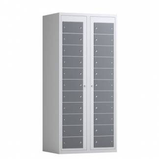 T&oslash;judleveringsskab 2x11 rum med lige tag og antracit d&oslash;re med cylinderl&aring;s