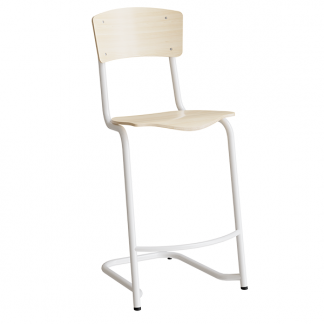 Stol Mia 196 Birk laminat, hvidt stel, siddeh&oslash;jde 620mm