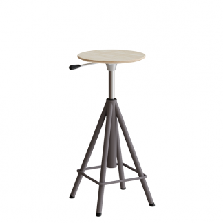 Taburet Atlas 2117, hvidpigmenteret egelaminat, grå stel H: 600-720 mm