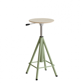 Taburet Atlas 2117, hvidpigmenteret egelaminat, grønt stel H: 600-720 mm