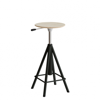 Taburet Atlas 2117, hvidpigmenteret egelaminat, sortoliven ben, h&oslash;jde 600-720 mm