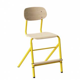 Stol Atlas 2110 justerbar, hvidpigmenteret egelaminat, gult stel