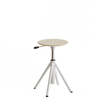 Taburet Atlas 2118, hvidpigmenteret egelaminat, hvidt stel H: 430-550 mm