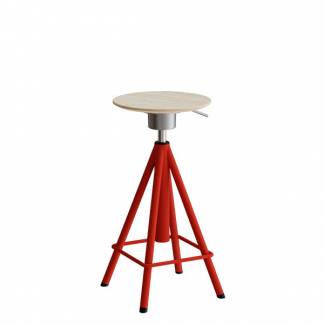 Taburet Atlas 2117, hvidpigm. egelaminat, r&oslash;dt stel Vip H: 600-720 mm