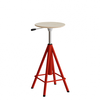 Taburet Atlas 2117, hvidpigmenteret egelaminat, r&oslash;dt stel H: 600-720 mm