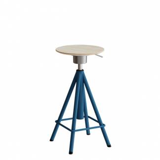 Taburet Atlas 2117, hvidpigm. egelaminat, bl&aring; stel Vip H: 600-720 mm