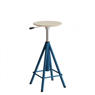 Taburet Atlas 2117, hvidpigmenteret egelaminat, bl&aring;t stel H: 600-720 mm