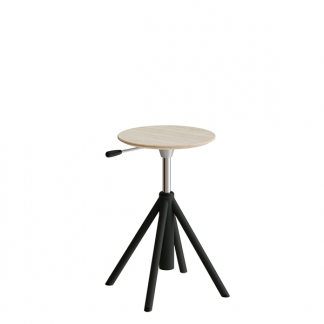 Taburet Atlas 2118, hvidpigmenteret egelaminat, sortolivent stel H: 430-550 mm