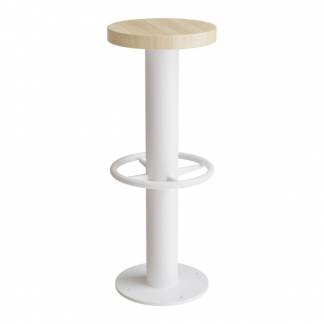 Taburet Marie, 830 mm, Massiv eg, Hvid stel