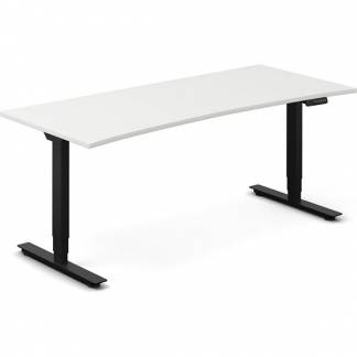 H&aelig;ve-s&aelig;nkebord DNA, Hvid 1800x800mm Bue 2-ben/Sort