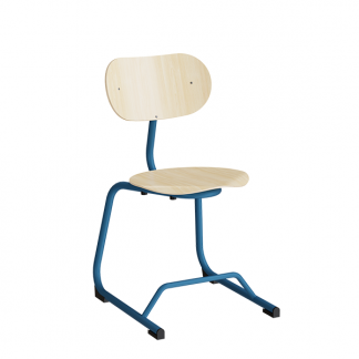 Stol Smile, Birk laminat med bl&aring; ben