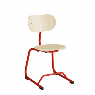 Stol Smile, Birk laminat med r&oslash;de ben