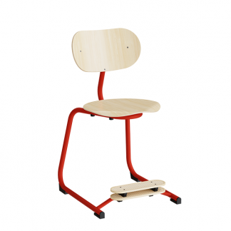 Stol Smile, Birk laminat med r&oslash;de ben