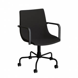 Stol Colt 10016 Med arml&aelig;n og drejeligt undestel med hjul, sort tekstil, sort stel