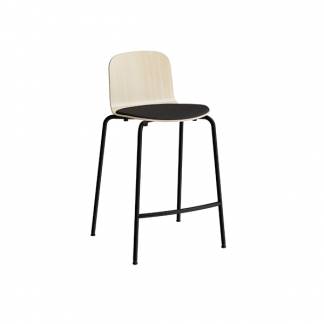 Barstol ADD Birk laminat, s&aelig;de i sort tekstil, sorte ben