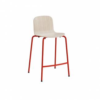 Barstol ADD Hvidpigmenteret eg laminat, r&oslash;de ben