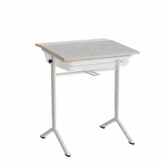 Elevbord Atlas 1128, 650x550mm, lys grå linoleum, hvidt stel