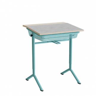 Elevbord Atlas 1128, 650x550mm, lys gr&aring; linoleum, turkis stel
