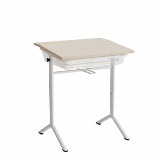 Elevbord Atlas 1128, 650x550mm, lyddæmpende eg højtrykslaminat, hvidt stel