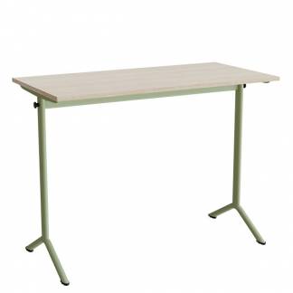 Bord Atlas 1130, 1200x600 mm, hvidpigmenteret eg, grønt stativ