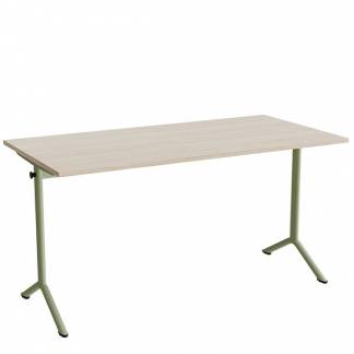 Bord Atlas 1130, 1400x700mm, eg h&oslash;jtrykslaminat, gr&oslash;nt stel