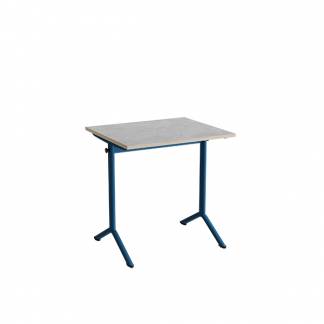 Bord Atlas 1130, 700x600mm, lys gr&aring; linoleum, bl&aring;t stel