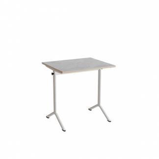 Bord Atlas 1130, 700x600mm, lys gr&aring; linoleum, hvidt stel