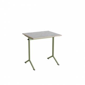 Bord Atlas 1130, 700x600mm, lys gr&aring; linoleum, gr&oslash;nt stel