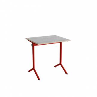 Bord Atlas 1130, 700x600mm, lys gr&aring; linoleum, r&oslash;dt stel