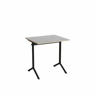 Bord Atlas 1130, 700x600mm, lys gr&aring; linoleum, sortolivent stel