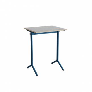 Bord Atlas 1130, 700x600mm, lys gr&aring; linoleum, bl&aring;t stel