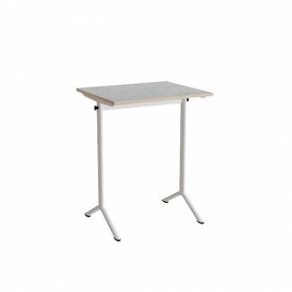 Bord Atlas 1130, 700x600mm, lys gr&aring; linoleum, hvidt stel