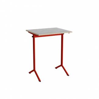 Bord Atlas 1130, 700x600mm, lys gr&aring; linoleum, r&oslash;dt stel