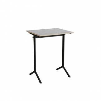 Bord Atlas 1130, 700x600mm, lys gr&aring; linoleum, sortolivent stel