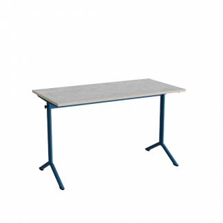 Bord Atlas 1130, 1200x600mm, lys gr&aring; linoleum, bl&aring;t stel