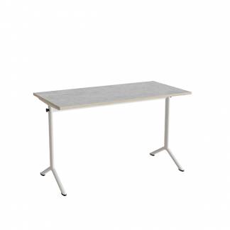 Bord Atlas 1130, 1200x600mm, lys gr&aring; linoleum, hvidt stel