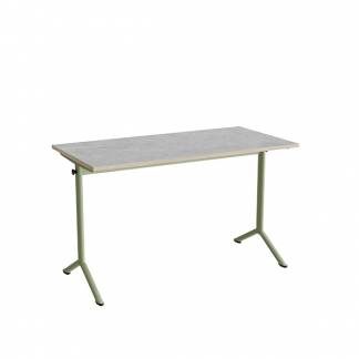 Bord Atlas 1130, 1200x600mm, lys gr&aring; linoleum, gr&oslash;nt stel