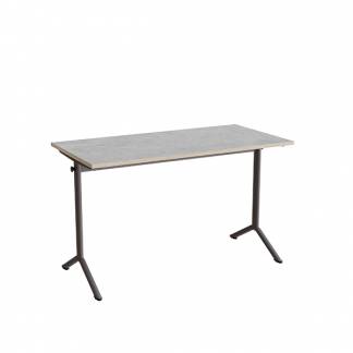 Bord Atlas 1130, 1200x600mm, lys gr&aring; linoleum, gr&aring;t stel