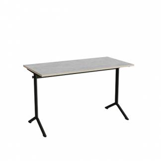 Bord Atlas 1130, 1200x600mm, lys gr&aring; linoleum, sortolivent stel