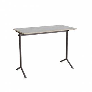 Bord Atlas 1130, 1200x600mm, lys gr&aring; linoleum, gr&aring;t stel