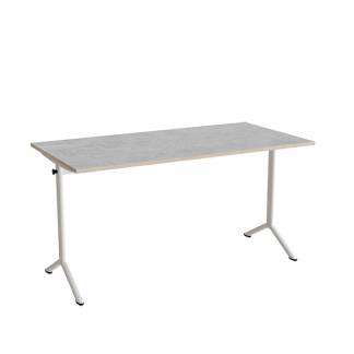 Bord Atlas 1130, 1400x700mm, lys gr&aring; linoleum, hvidt stel