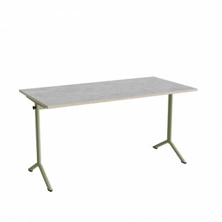 Bord Atlas 1130, 1400x700mm, lys gr&aring; linoleum, gr&oslash;nt stel