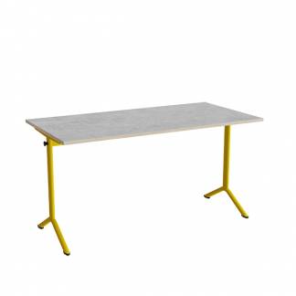 Bord Atlas 1130, 1400x700mm, lys grå linoleum, gult stel