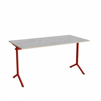 Bord Atlas 1130, 1400x700mm, lys gr&aring; linoleum, r&oslash;dt stel