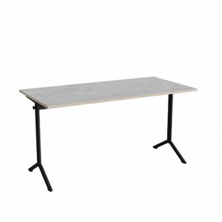 Bord Atlas 1130, 1400x700mm, lys gr&aring; linoleum, sortolivent stel