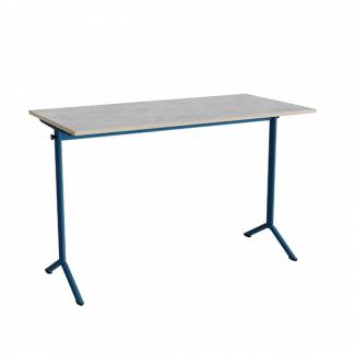 Bord Atlas 1130, 1400x700mm, lys gr&aring; linoleum, bl&aring;t stel