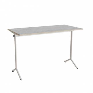 Bord Atlas 1130, 1400x700mm, lys gr&aring; linoleum, hvidt stel