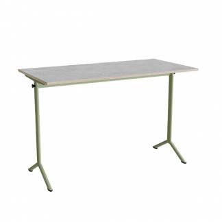 Bord Atlas 1130, 1400x700 mm, lys gr&aring; linoleum, gr&oslash;nt stativ