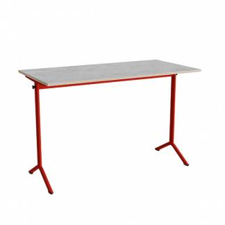 Bord Atlas 1130, 1400x700mm, lys gr&aring; linoleum, r&oslash;dt stel